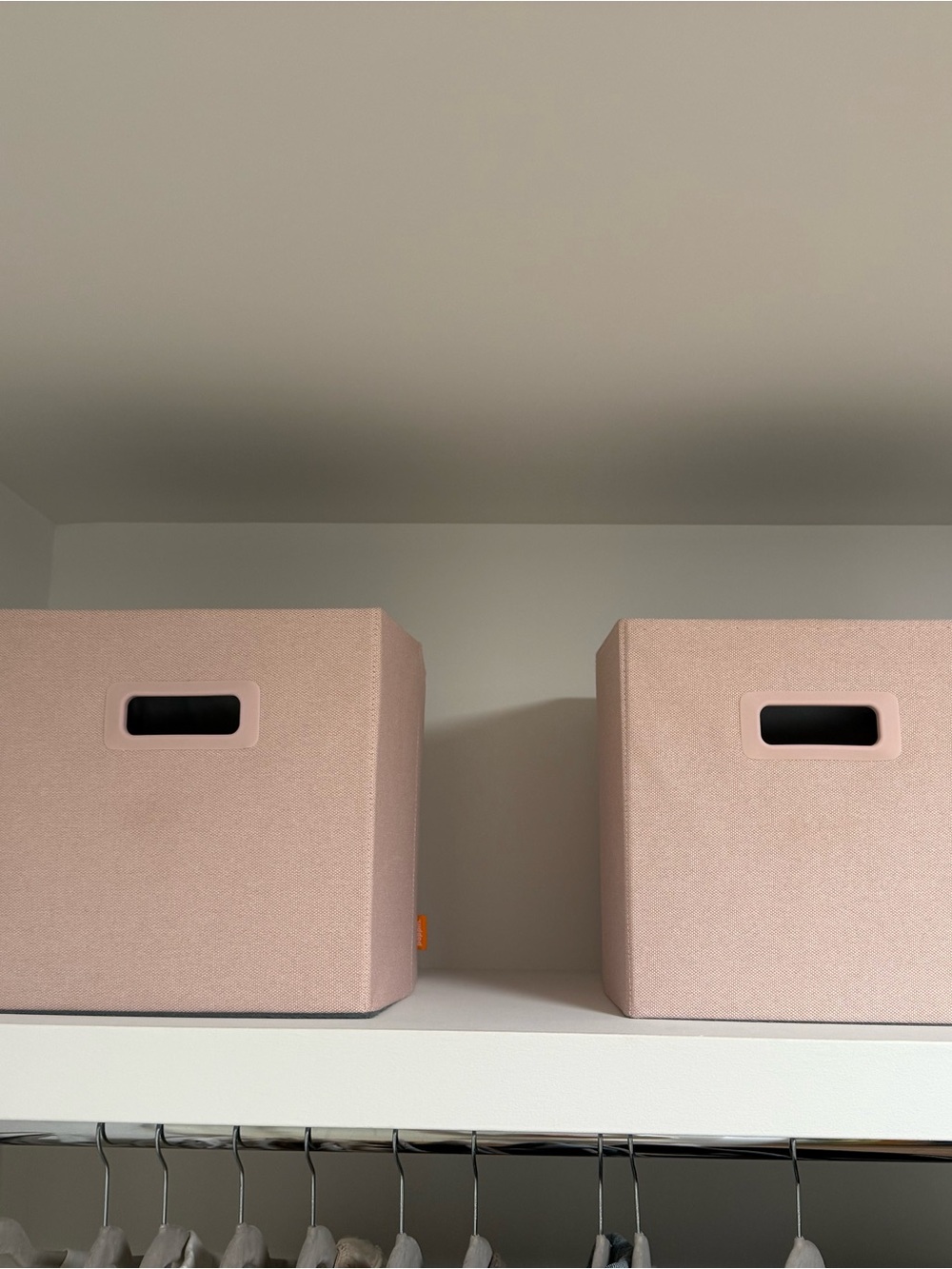 The Container Store Blush Pink Fabric Storage Bins - Set of 2